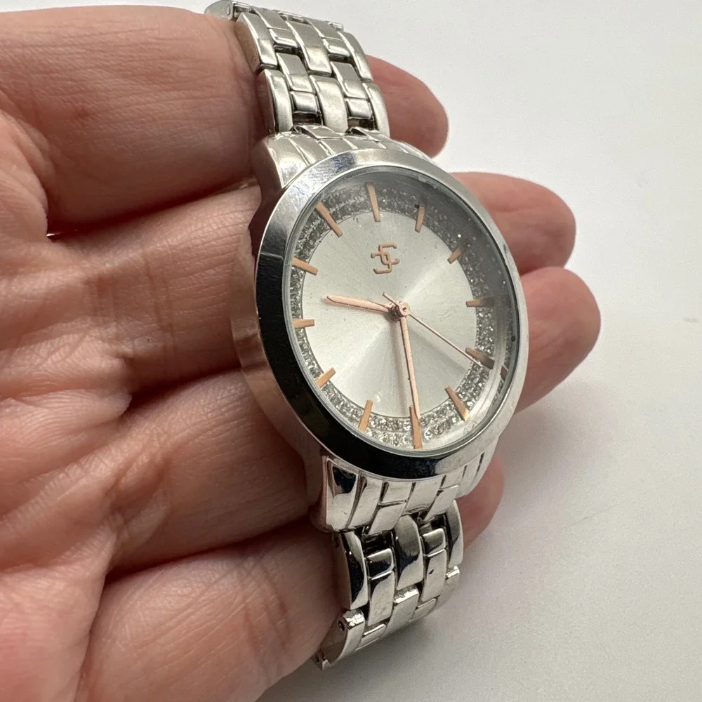 Chicos Silver Tone Crystal Ring Link Bracelet Watch FMDCH205‎ Japan Movt 377